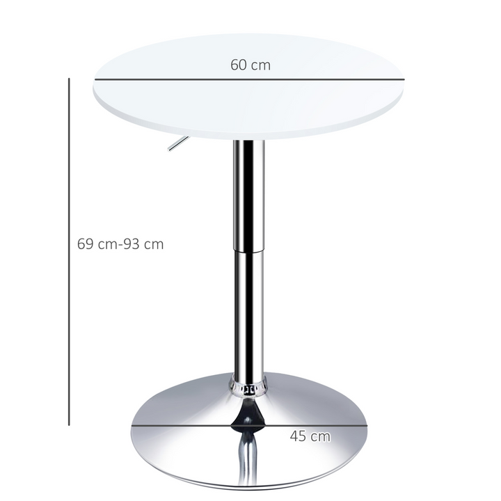 Height Adjustable Round Bar Table with Swivel Top - White | Versatile & Modern Design - Premium  from Home Treasures - Just £81.99! Shop now at Home Treasures