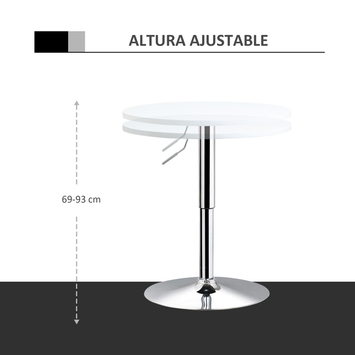 Height Adjustable Round Bar Table with Swivel Top in White | Versatile & Modern Design - Premium  from Home Treasures - Just £81.99! Shop now at Home Treasures