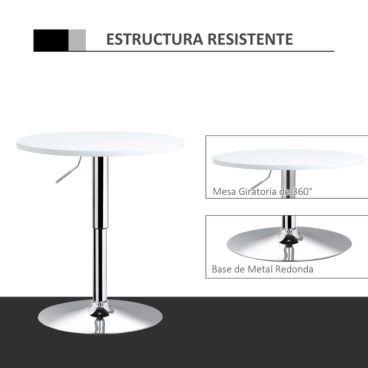 Height Adjustable Round Bar Table with Swivel Top - White | Versatile & Modern Design - Premium  from Home Treasures - Just £81.99! Shop now at Home Treasures