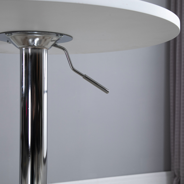 Height Adjustable Round Bar Table with Swivel Top in White | Versatile & Modern Design - Premium  from Home Treasures - Just £81.99! Shop now at Home Treasures