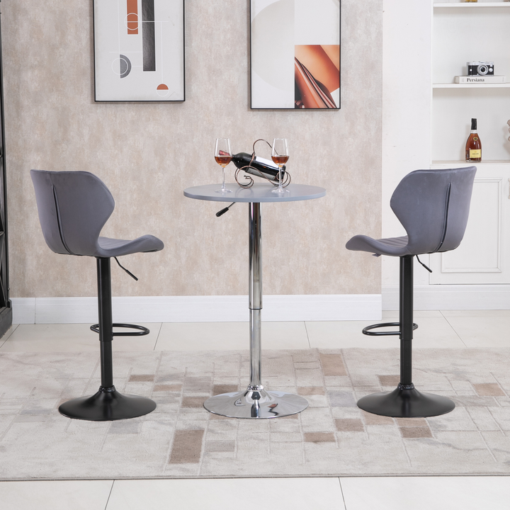 Set of 2 Adjustable Height Swivel Bar Stools with Velvet-Touch Fabric and Footrest, Grey - Modern Counter Chairs - Premium  from Home Treasures - Just £128.99! Shop now at Home Treasures