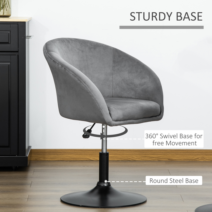 Adjustable Swivel Bar Stool - Stylish Grey Fabric Dining Chair with Tub Seat & Back Support - Premium  from Home Treasures - Just £100.99! Shop now at Home Treasures