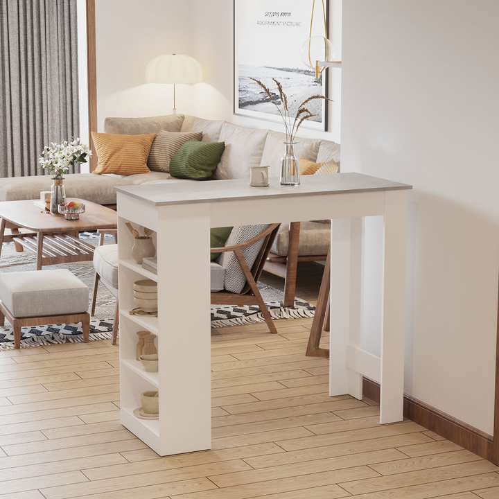 Multi-Functional Bar Table with 4-Tier Storage Shelf for Kitchen, Dining Room, Living Room - Grey - Premium  from Home Treasures - Just £96.99! Shop now at Home Treasures