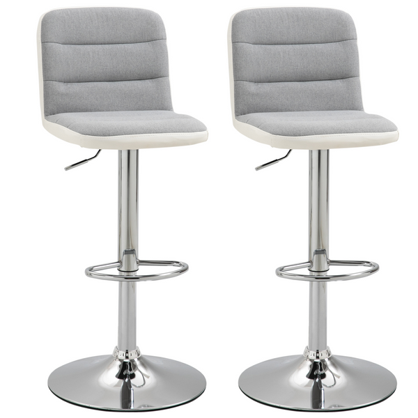 Light Grey Upholstered Adjustable Bar Stools - Set of 2, Modern Armless Design - Premium  from Home Treasures - Just £112.99! Shop now at Home Treasures