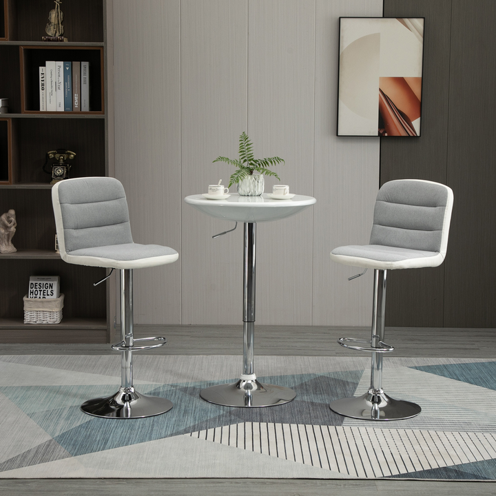 Light Grey Upholstered Adjustable Bar Stools - Set of 2, Modern Armless Design - Premium  from Home Treasures - Just £112.99! Shop now at Home Treasures