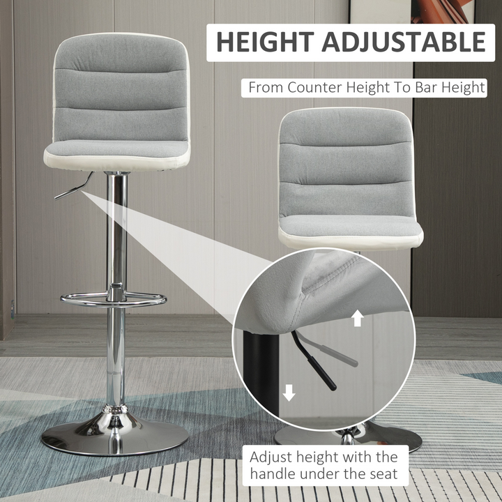 Light Grey Upholstered Adjustable Bar Stools - Set of 2, Modern Armless Design - Premium  from Home Treasures - Just £112.99! Shop now at Home Treasures