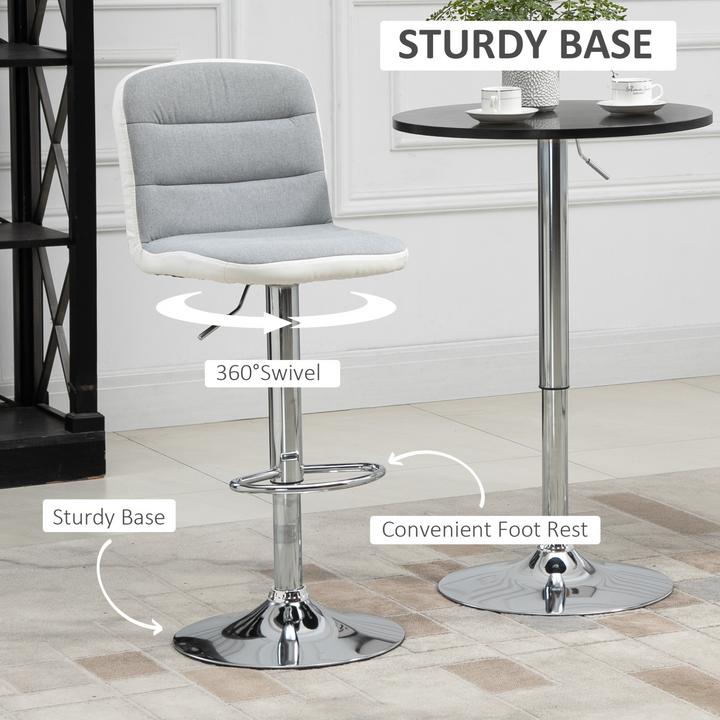 Light Grey Upholstered Adjustable Bar Stools - Set of 2, Modern Armless Design - Premium  from Home Treasures - Just £112.99! Shop now at Home Treasures