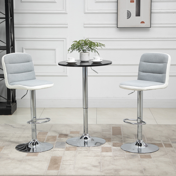 Light Grey Upholstered Adjustable Bar Stools - Set of 2, Modern Armless Design - Premium  from Home Treasures - Just £112.99! Shop now at Home Treasures