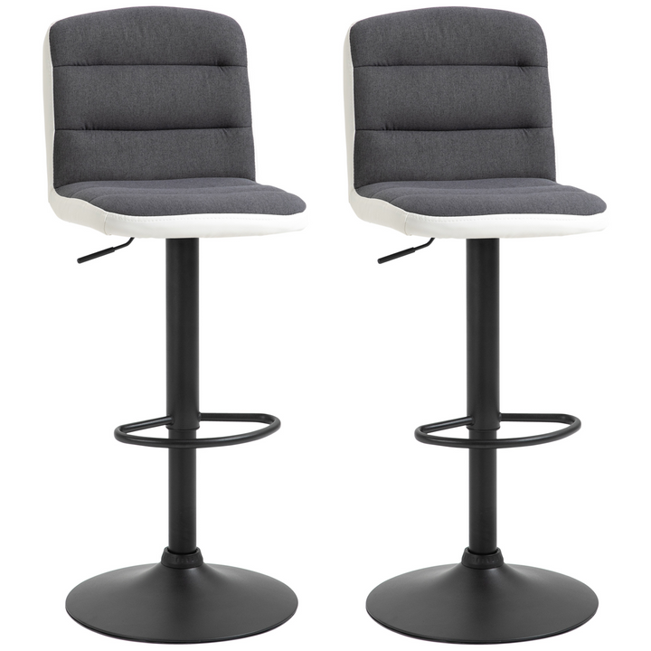 Upholstered Adjustable Bar Stools, Set of 2 (Dark Grey) - Modern, Swivel, Height Adjustable for Kitchen, Bar, and Café - Premium  from Home Treasures - Just £122.99! Shop now at Home Treasures