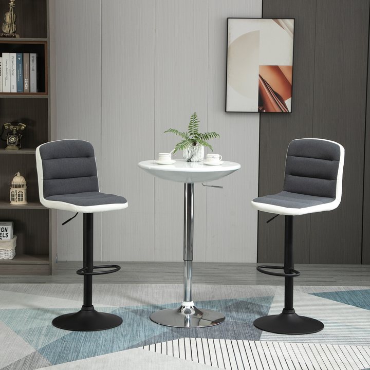 Upholstered Adjustable Bar Stools, Set of 2 (Dark Grey) - Modern, Swivel, Height Adjustable for Kitchen, Bar, and Café - Premium  from Home Treasures - Just £122.99! Shop now at Home Treasures