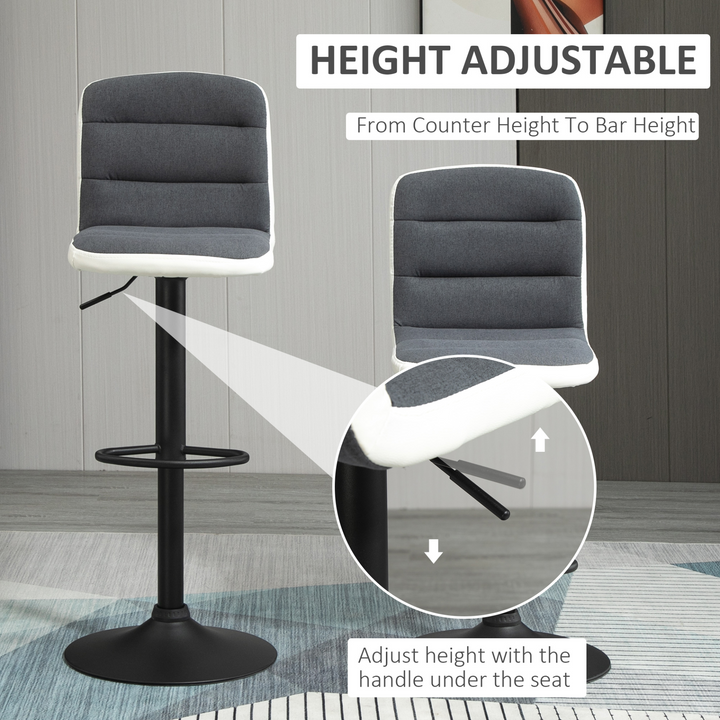 Upholstered Adjustable Bar Stools, Set of 2 (Dark Grey) - Modern, Swivel, Height Adjustable for Kitchen, Bar, and Café - Premium  from Home Treasures - Just £122.99! Shop now at Home Treasures