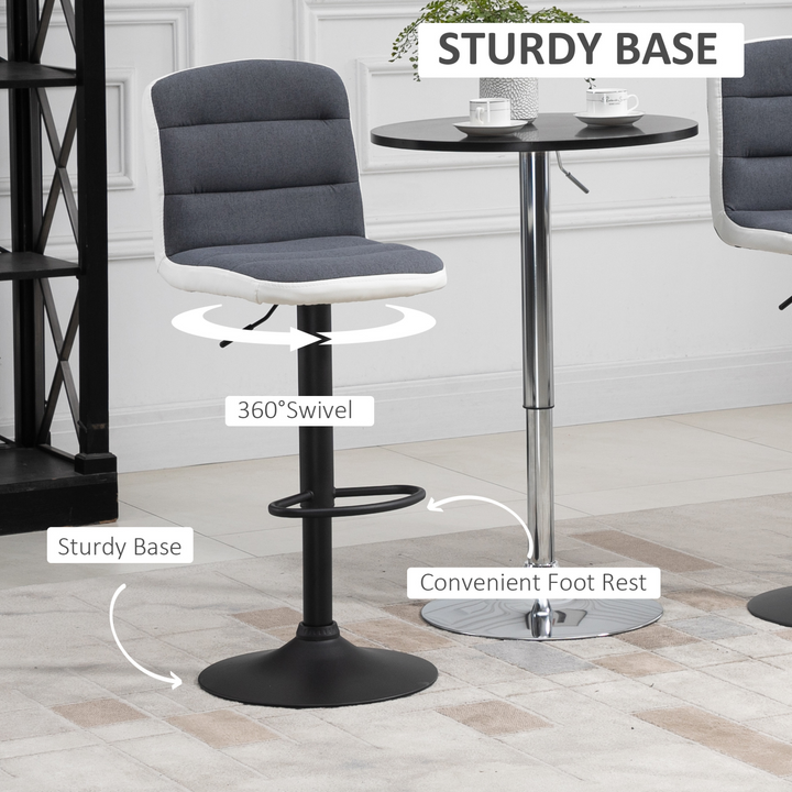 Upholstered Adjustable Bar Stools, Set of 2 (Dark Grey) - Modern, Swivel, Height Adjustable for Kitchen, Bar, and Café - Premium  from Home Treasures - Just £122.99! Shop now at Home Treasures