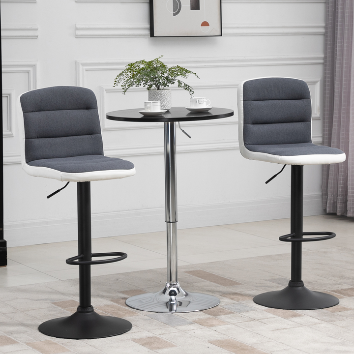 Upholstered Adjustable Bar Stools, Set of 2 (Dark Grey) - Modern, Swivel, Height Adjustable for Kitchen, Bar, and Café - Premium  from Home Treasures - Just £122.99! Shop now at Home Treasures