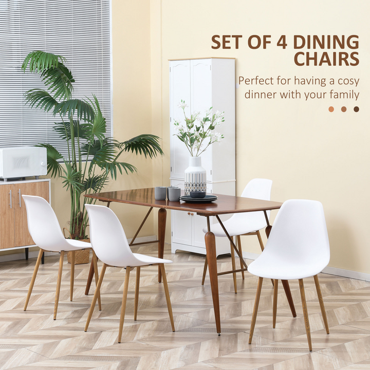 Set of 4 Retro Lounge Dining Chairs with Curved Back and Metal Legs - Stylish and Ergonomic Design - Premium  from Home Treasures - Just £147.99! Shop now at Home Treasures