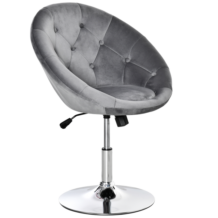 Modern Adjustable Height Bar Stool - Grey Velvet Tufted Tub Chair with Swivel Seat for Home Bar & Dining - Premium  from Home Treasures - Just £113.99! Shop now at Home Treasures