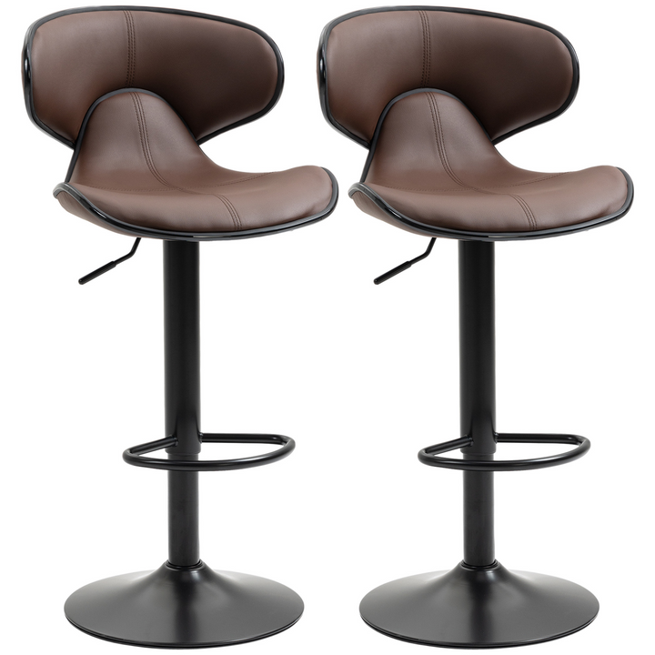 Adjustable Swivel Bar Stools with Footrest (Set of 2, Brown) - Modern Design, Height Adjustable, 360° Swivel, Comfortable Curved Seat, Steel Base - Premium  from Home Treasures - Just £169.99! Shop now at Home Treasures