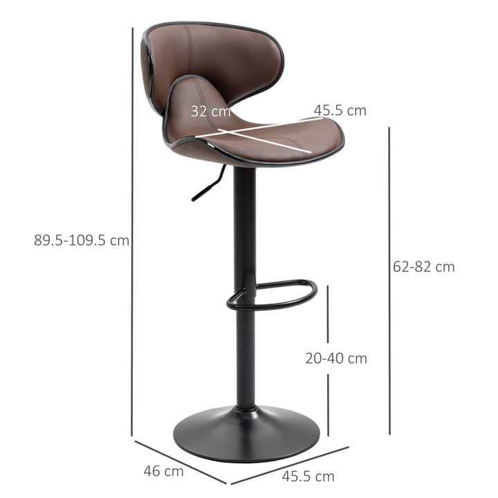 Adjustable Swivel Bar Stools with Footrest (Set of 2, Brown) - Modern Design, Height Adjustable, 360° Swivel, Comfortable Curved Seat, Steel Base - Premium  from Home Treasures - Just £169.99! Shop now at Home Treasures