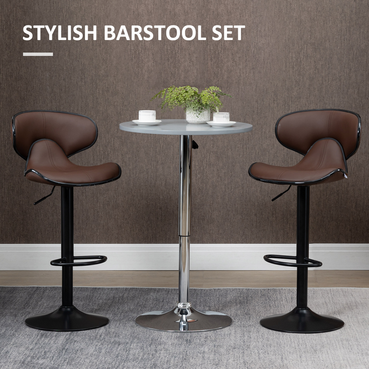 Adjustable Swivel Bar Stools with Footrest (Set of 2, Brown) - Modern Design, Height Adjustable, 360° Swivel, Comfortable Curved Seat, Steel Base - Premium  from Home Treasures - Just £169.99! Shop now at Home Treasures