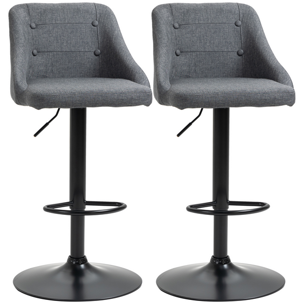 Swivel Fabric Modern Adjustable Bar Stools Set of 2 with Footrest in Dark Grey - Comfortable, Stylish, and Versatile Seating for Your Home - Premium  from Home Treasures - Just £139.99! Shop now at Home Treasures