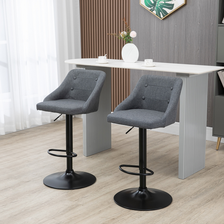 Swivel Fabric Modern Adjustable Bar Stools Set of 2 with Footrest (Dark Grey) - Comfortable, Stylish, and Versatile Seating for Your Home - Premium  from Home Treasures - Just £139.99! Shop now at Home Treasures