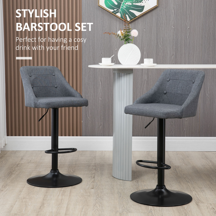 Swivel Fabric Modern Adjustable Bar Stools Set of 2 with Footrest in Dark Grey - Comfortable, Stylish, and Versatile Seating for Your Home - Premium  from Home Treasures - Just £139.99! Shop now at Home Treasures