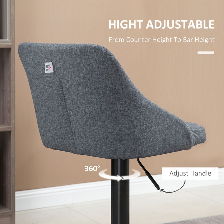 Swivel Fabric Modern Adjustable Bar Stools Set of 2 with Footrest in Dark Grey - Comfortable, Stylish, and Versatile Seating for Your Home - Premium  from Home Treasures - Just £139.99! Shop now at Home Treasures