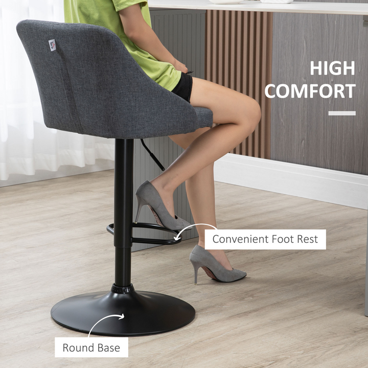 Swivel Fabric Modern Adjustable Bar Stools Set of 2 with Footrest in Dark Grey - Comfortable, Stylish, and Versatile Seating for Your Home - Premium  from Home Treasures - Just £139.99! Shop now at Home Treasures