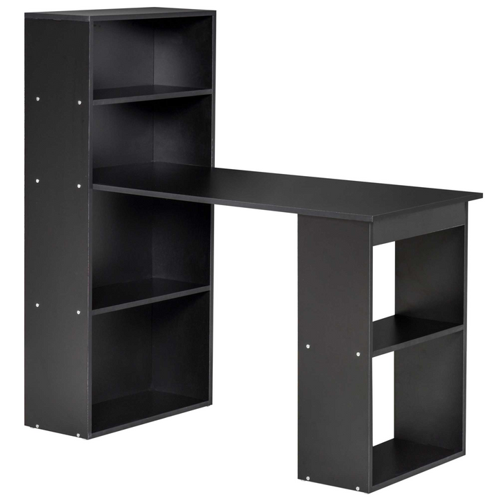 Modern Black Work Desk with 6 Shelves - 120cm Home Office Computer Table - Premium  from Home Treasures - Just £93.99! Shop now at Home Treasures