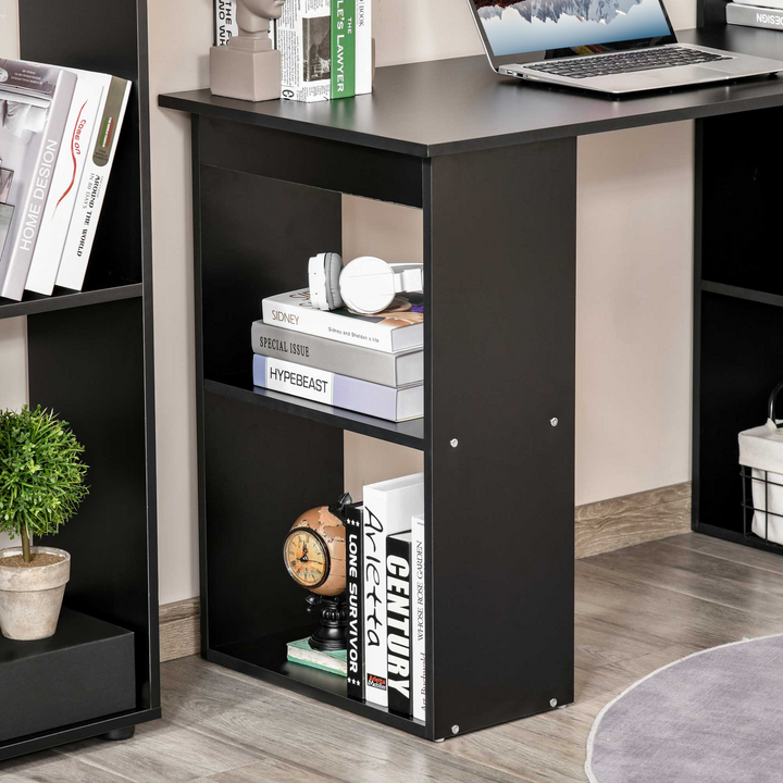 Modern Black Work Desk with 6 Shelves - 120cm Home Office Computer Table - Premium  from Home Treasures - Just £93.99! Shop now at Home Treasures