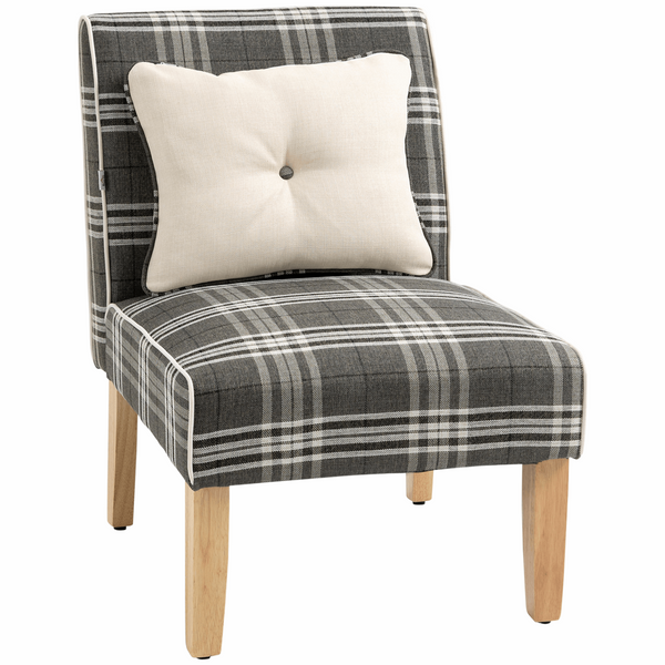 Stylish Grey Checked Design Tub Chair with Back Support Pillow - Ideal for Living Room, Bedroom, and More - Premium  from Home Treasures - Just £104.99! Shop now at Home Treasures