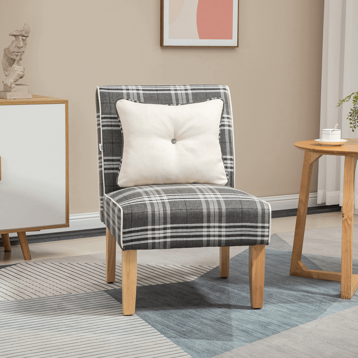 Stylish Grey Checked Design Tub Chair with Back Support Pillow - Ideal for Living Room, Bedroom, and More - Premium  from Home Treasures - Just £104.99! Shop now at Home Treasures