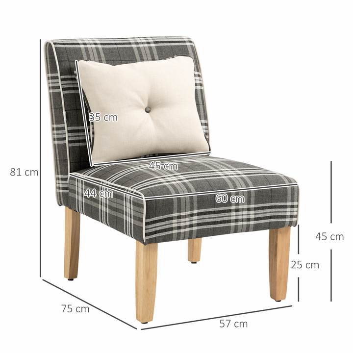 Stylish Grey Checked Design Tub Chair with Back Support Pillow - Ideal for Living Room, Bedroom, and More - Premium  from Home Treasures - Just £104.99! Shop now at Home Treasures