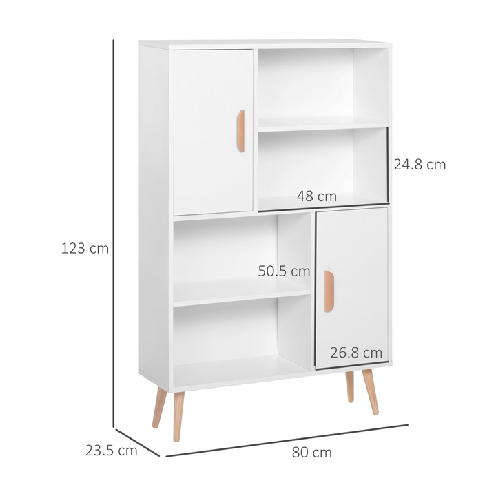 Stylish Skandi Bookshelf with Two Doors in White Finish - 123 x 80 x 23.5 cm | Modern & Spacious Storage Solution for Home & Office - Premium  from Home Treasures - Just £88.99! Shop now at Home Treasures