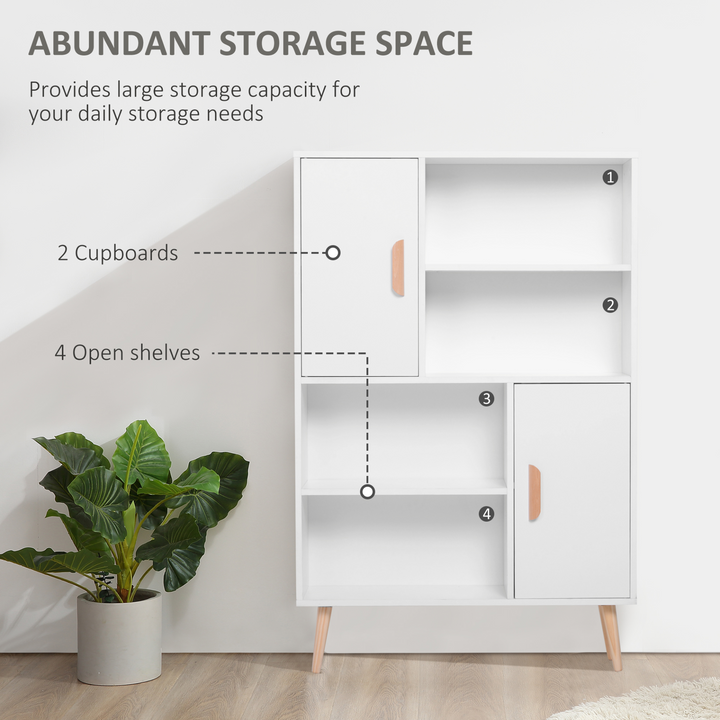 Stylish Skandi Bookshelf with Two Doors in White Finish - 123 x 80 x 23.5 cm | Modern & Spacious Storage Solution for Home & Office - Premium  from Home Treasures - Just £88.99! Shop now at Home Treasures