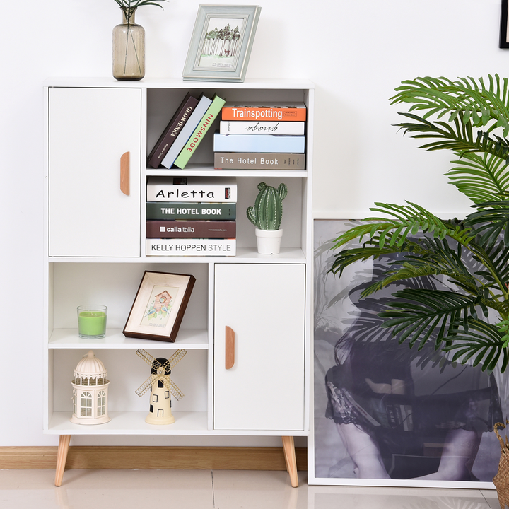 Stylish Skandi Bookshelf with Two Doors in White Finish - 123 x 80 x 23.5 cm | Modern & Spacious Storage Solution for Home & Office - Premium  from Home Treasures - Just £88.99! Shop now at Home Treasures