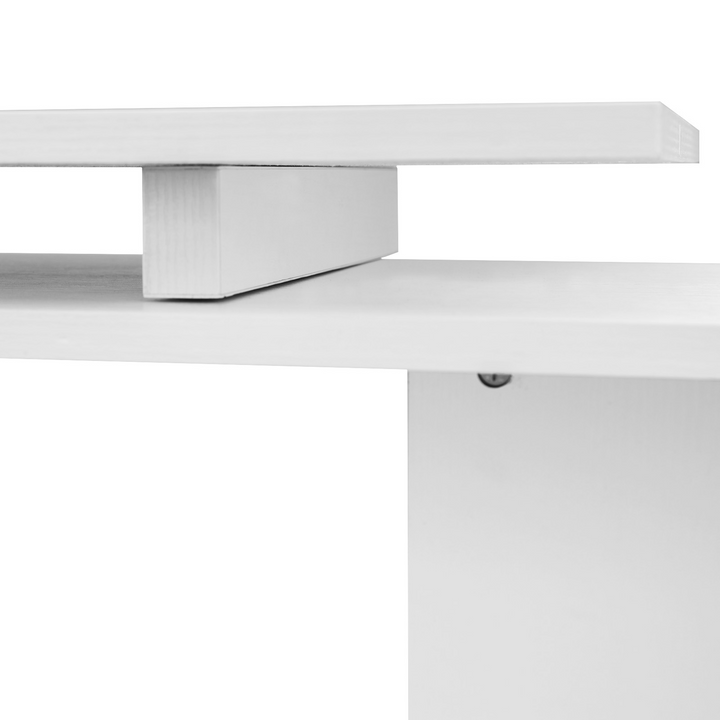 360 Degree Rotating L-Shaped Corner Desk with Storage Shelves, White - Ideal for Home Office, Dining Table, Laptop Workstation - Premium  from Home Treasures - Just £129.99! Shop now at Home Treasures