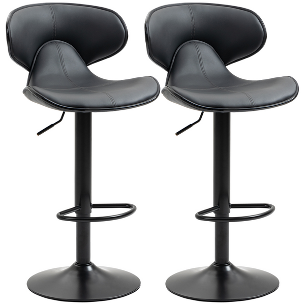 Stylish Adjustable Swivel Bar Stools with Footrest - Set of 2 (Grey) - Perfect for Kitchen and Bar Counters - Premium  from Home Treasures - Just £125.99! Shop now at Home Treasures