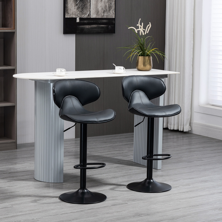 Stylish Adjustable Swivel Bar Stools with Footrest - Set of 2 (Grey) - Perfect for Kitchen and Bar Counters - Premium  from Home Treasures - Just £125.99! Shop now at Home Treasures