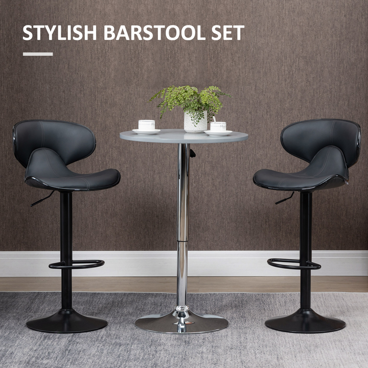 Stylish Adjustable Swivel Bar Stools with Footrest - Set of 2 (Grey) - Perfect for Kitchen and Bar Counters - Premium  from Home Treasures - Just £125.99! Shop now at Home Treasures