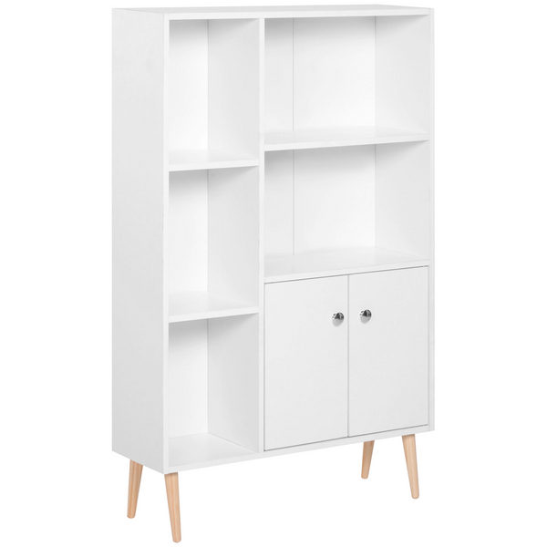 Stylish White Open Bookcase with Two Doors - 123cm x 80cm x 23.5cm - Modern Storage Solution for Home, Apartment, or Office - Premium  from Home Treasures - Just £80.99! Shop now at Home Treasures