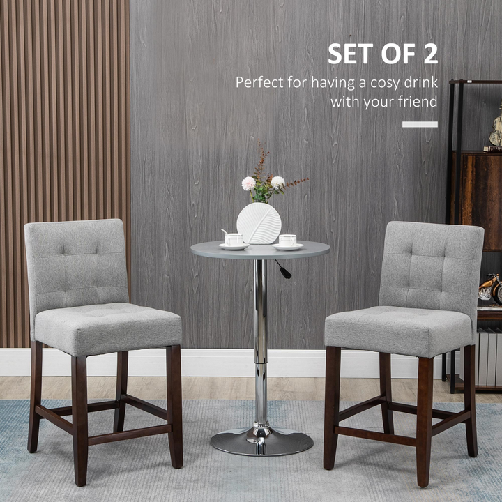 Modern Fabric Bar Stools Set of 2 - Thick Padding Kitchen Stools with Tufted Back & Wood Legs, Grey - Premium  from Home Treasures - Just £188.99! Shop now at Home Treasures