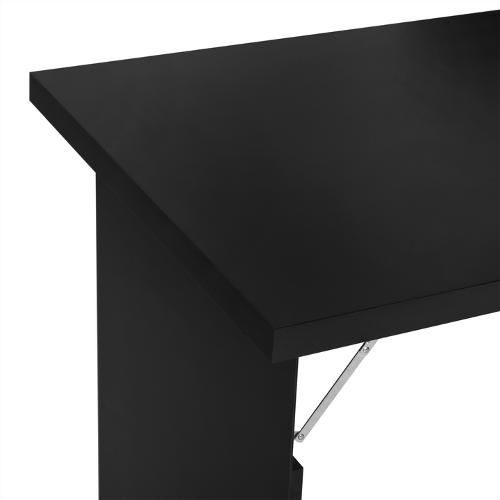 Folding Wall-Mounted Drop-Leaf Table with Chalkboard Shelf - Space-Saving Multifunctional Desk in Black - Premium  from Home Treasures - Just £82.99! Shop now at Home Treasures