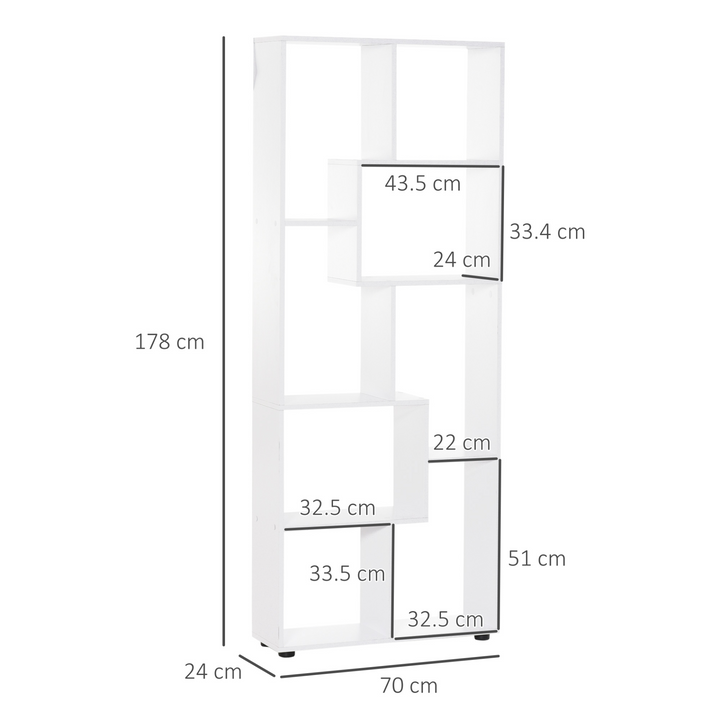 Modern 8-Tier Freestanding Bookcase in White - Stylish Storage Solution - Premium  from Home Treasures - Just £76.99! Shop now at Home Treasures