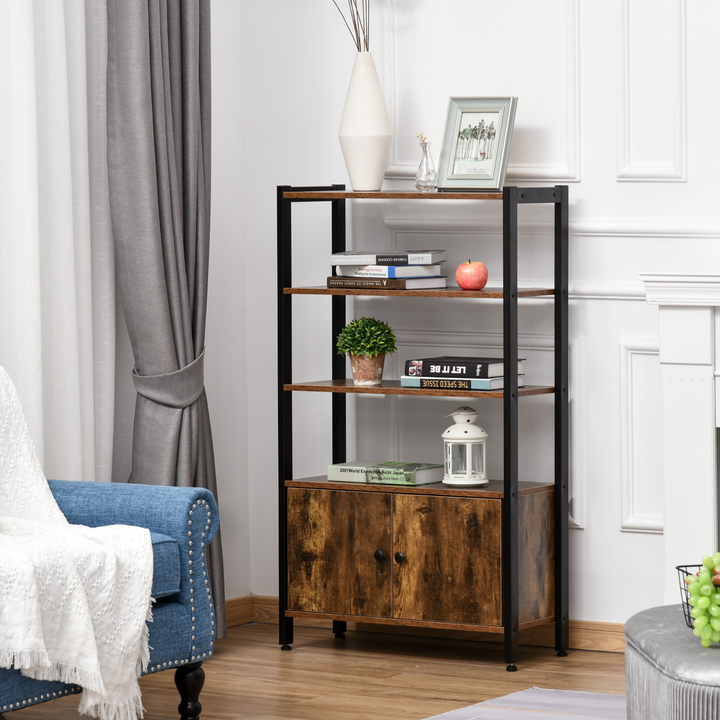 Rustic Industrial Bookshelf with Storage Cabinet - 3-Tier with Doors, 120 x 70 x 30cm, Metal Frame & Adjustable Feet - Premium  from Home Treasures - Just £97.99! Shop now at Home Treasures