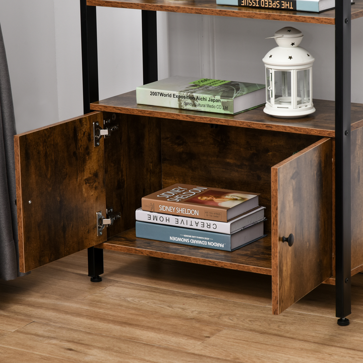 Rustic Industrial Bookshelf with Storage Cabinet - 3-Tier with Doors, 120 x 70 x 30cm, Metal Frame & Adjustable Feet - Premium  from Home Treasures - Just £97.99! Shop now at Home Treasures