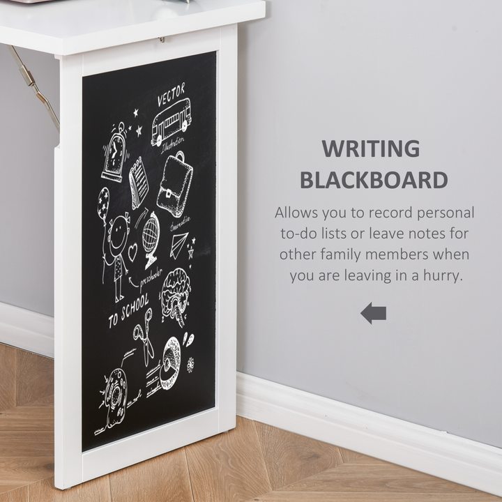 Fold-out Convertible Writing Desk - Wall Mount Cabinet with Blackboard & Side Shelf - Multi-Function Home Office Workstation, White - Premium  from Home Treasures - Just £129.99! Shop now at Home Treasures