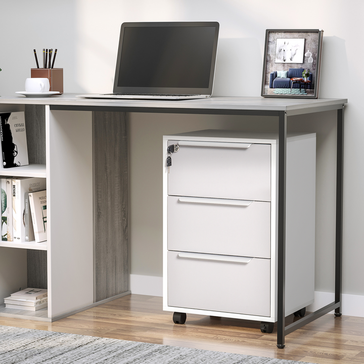 3-Drawer Locking Filing Cabinet on Wheels - Premium  from Home Treasures - Just £89.99! Shop now at Home Treasures