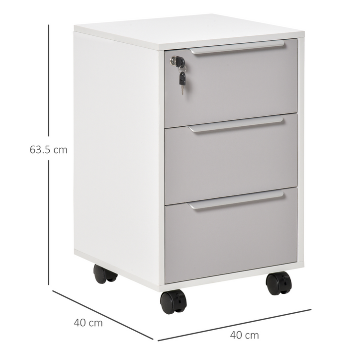 3-Drawer Locking Filing Cabinet on Wheels - Premium  from Home Treasures - Just £89.99! Shop now at Home Treasures