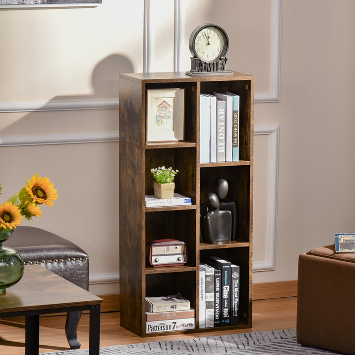 Rustic Brown Industrial Style Bookcase/Display Cabinet - 7 Tier Large Storage, 50 x 24 x 106cm - Premium  from Home Treasures - Just £66.99! Shop now at Home Treasures