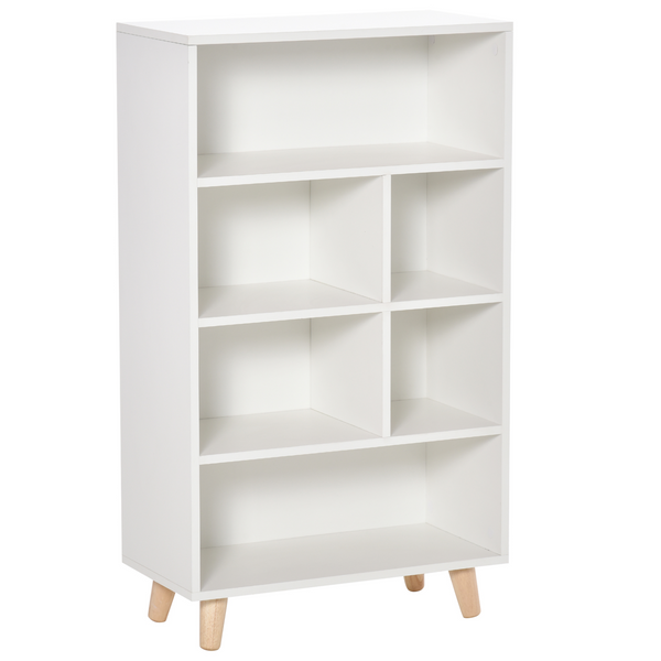 Modern White Bookshelf & Display Cabinet, 60 x 30 x 103.3cm - 6-Tier Storage Solution - Premium  from Home Treasures - Just £64.99! Shop now at Home Treasures